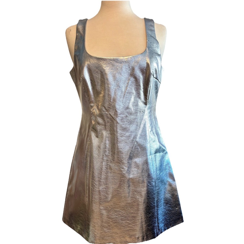 Metallic Silver Mini Dress